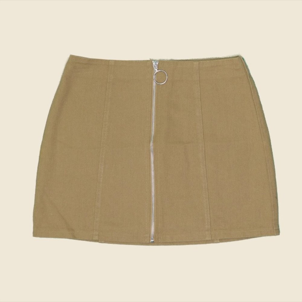 Chloe & Katie - Zip Up Mini Skirt - Dark Kaki - M